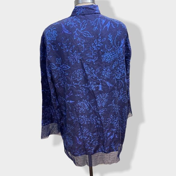 VICTORIA'S Secret Blue Silk Button Down Blouse M - Picture 3 of 6